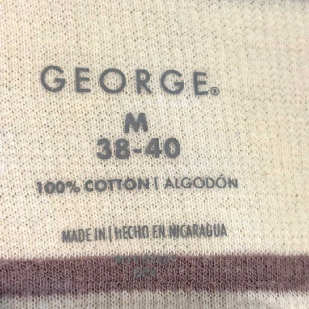 George Mens Quarter‎ Zip Ribbed Pullover Sweater Cream Striped GM41069S Size M